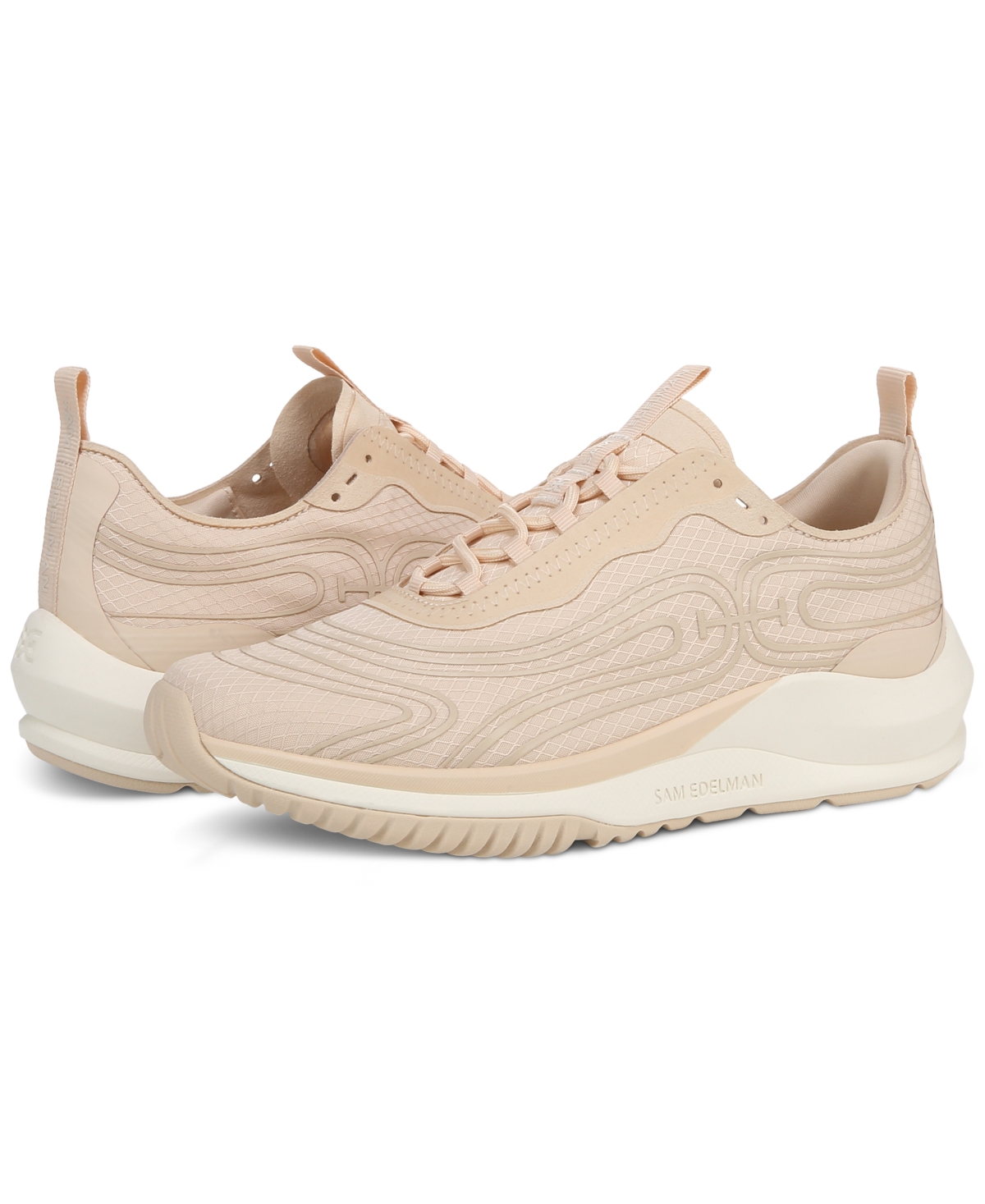 Sam Edelman Miles Lace Up Performance Sneaker Ecru Sand Mesh In Ecru Sand Mesh