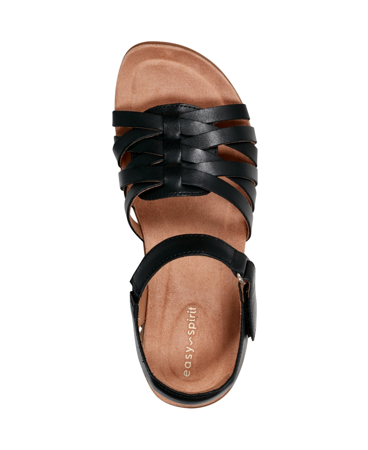 Shop Easy Spirit Women's Marlene Woven Flat Sandals In Black Leather