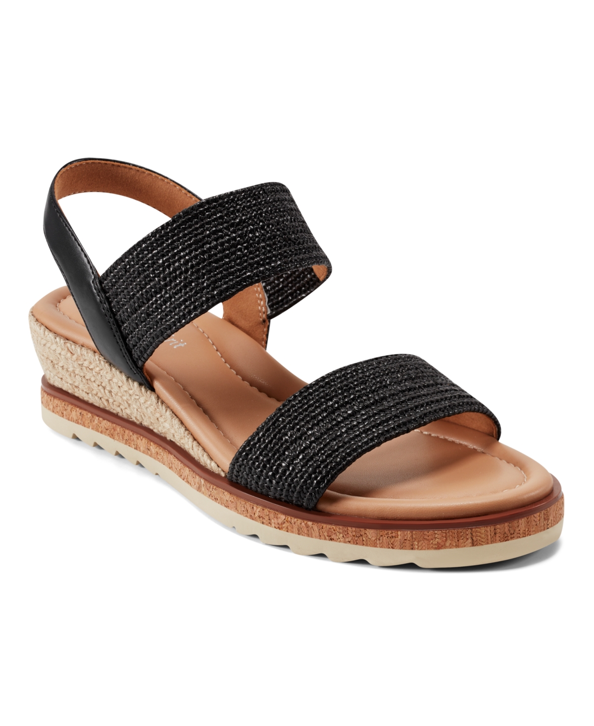 Shop Easy Spirit Women's Susana Slingback Wedge Sandals In Black