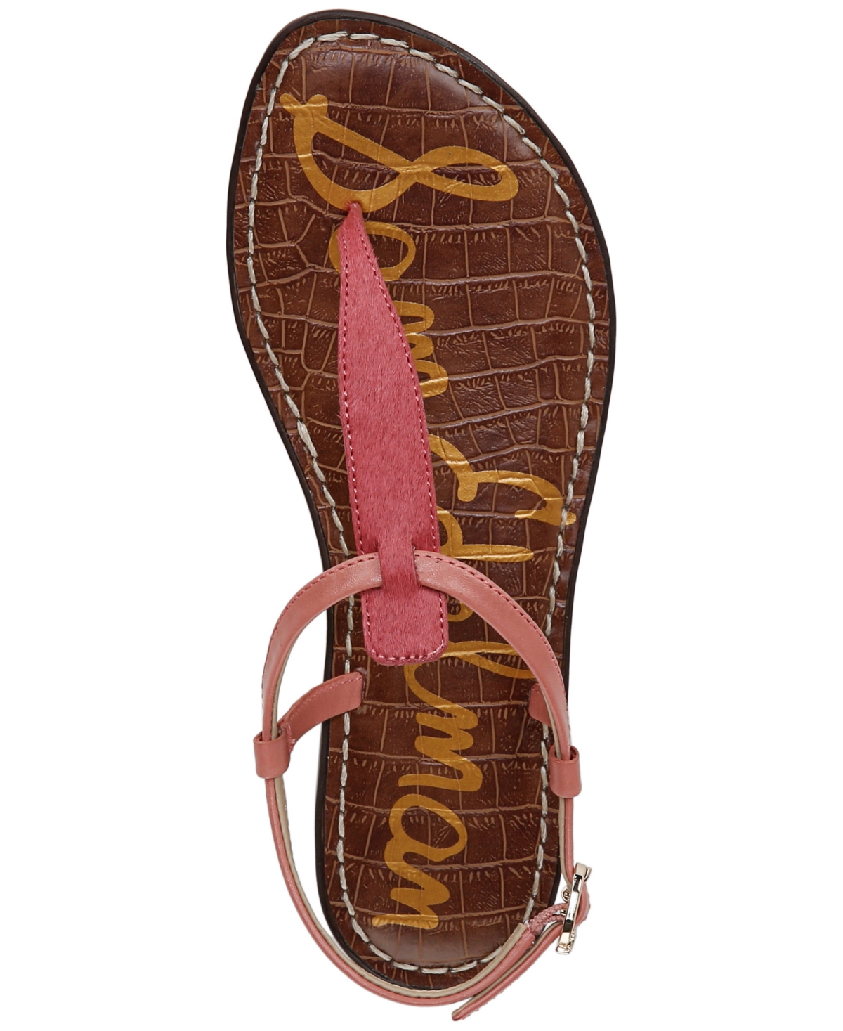 Shop Sam Edelman Women's Gigi T-strap Flat Sandals In Pink Lily Brahama Hair