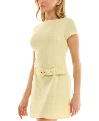 Juniors' Boucle Belted Mini Dress