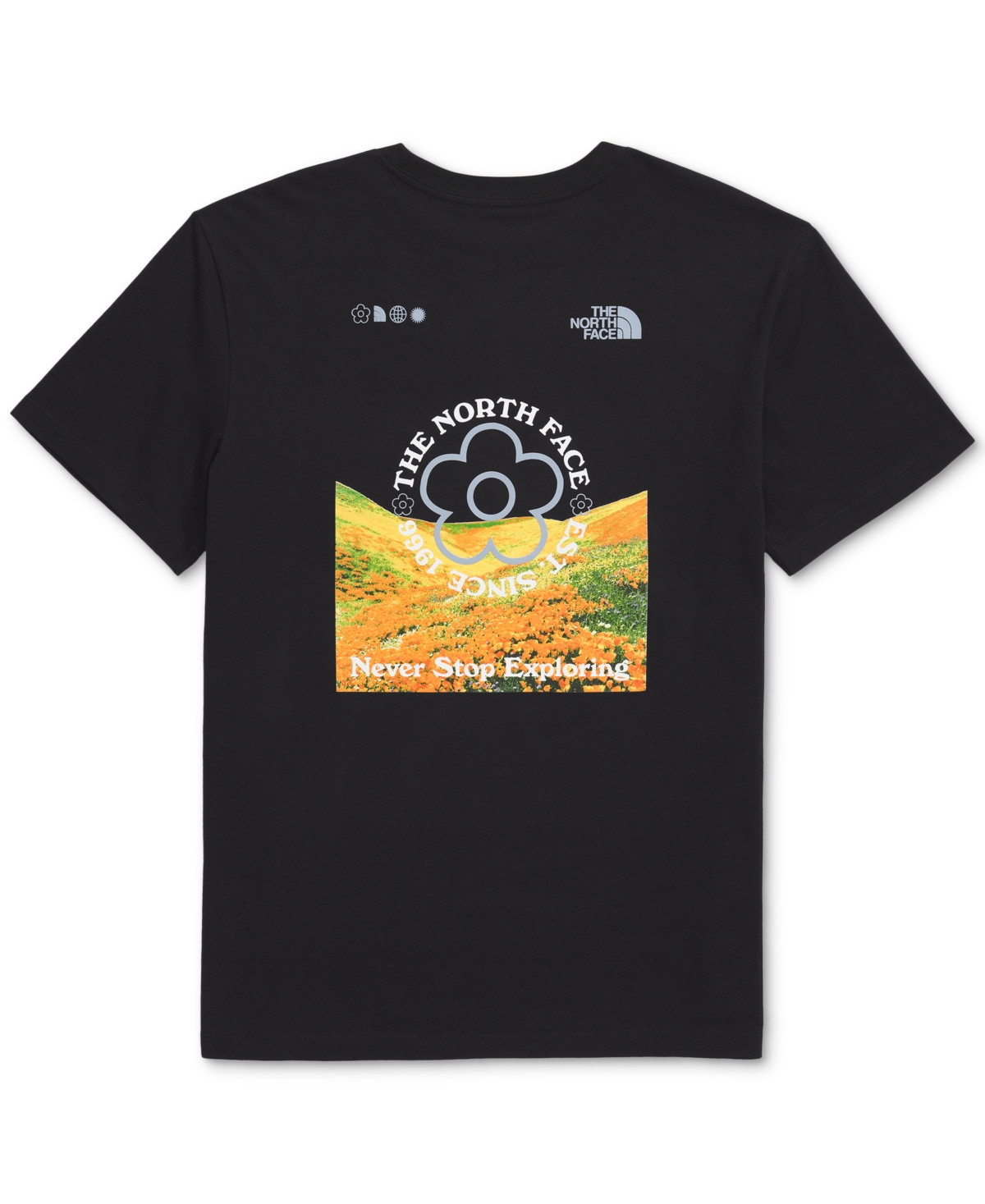 THE NORTH FACE WOMEN'S COTTON STRANGE COLORFUL WORLD FLOWER FIELD TEE 