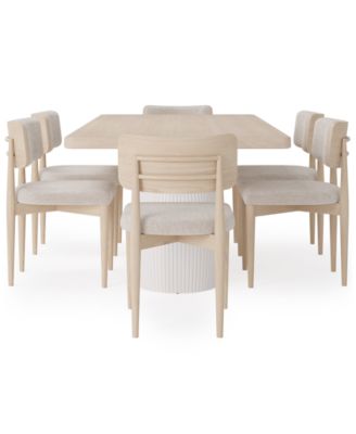 Lunare 7-Pc. Dining Set (Rectangular Table & 6 Curved Chairs)