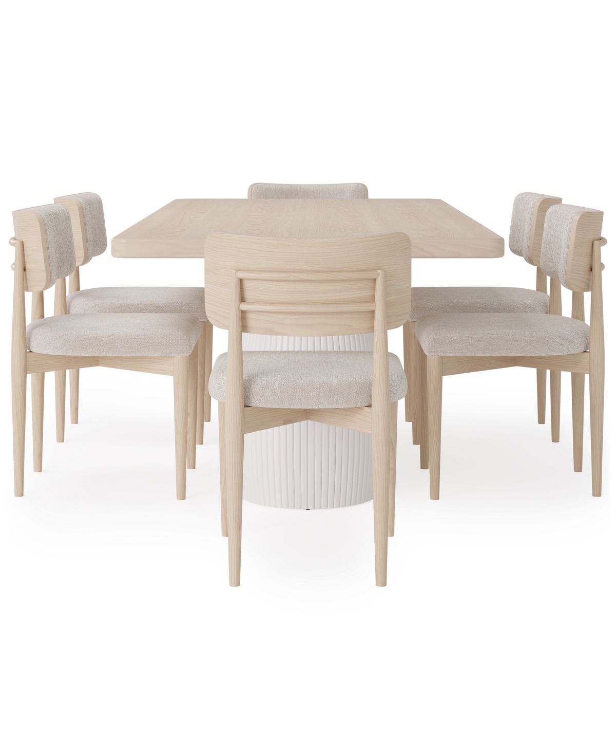 Macy's Lunare 7-pc. Dining Set (rectangular Table & 6 Curved Chairs) In No Color