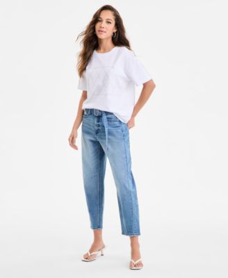 Bar III - Women's High-Rise Barrel-Leg Jeans