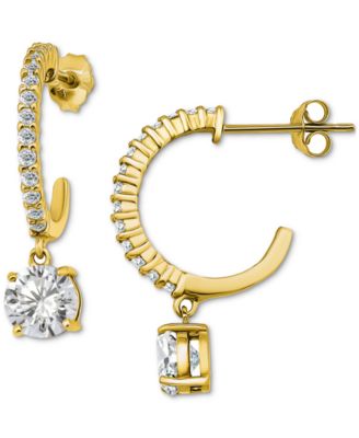 Cubic Zirconia Round Hoop Earrings (3-1/4 ct. t.w.) in 18k Gold over Sterling Silver