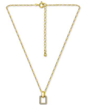 Giani Bernini - Cubic Zirconia Doorknocker Pendant Necklace (1/2 ct. t.w.) in 18k Gold over Sterling Silver, 16" + 2" extender