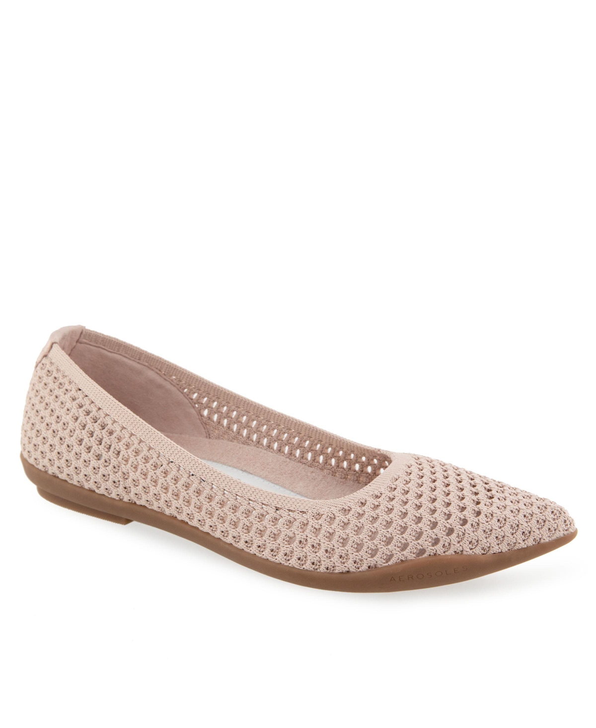 Shop Aerosoles Women's Danielle Pointed Toe Flat Flats In Cipria Textured Knit Fabric