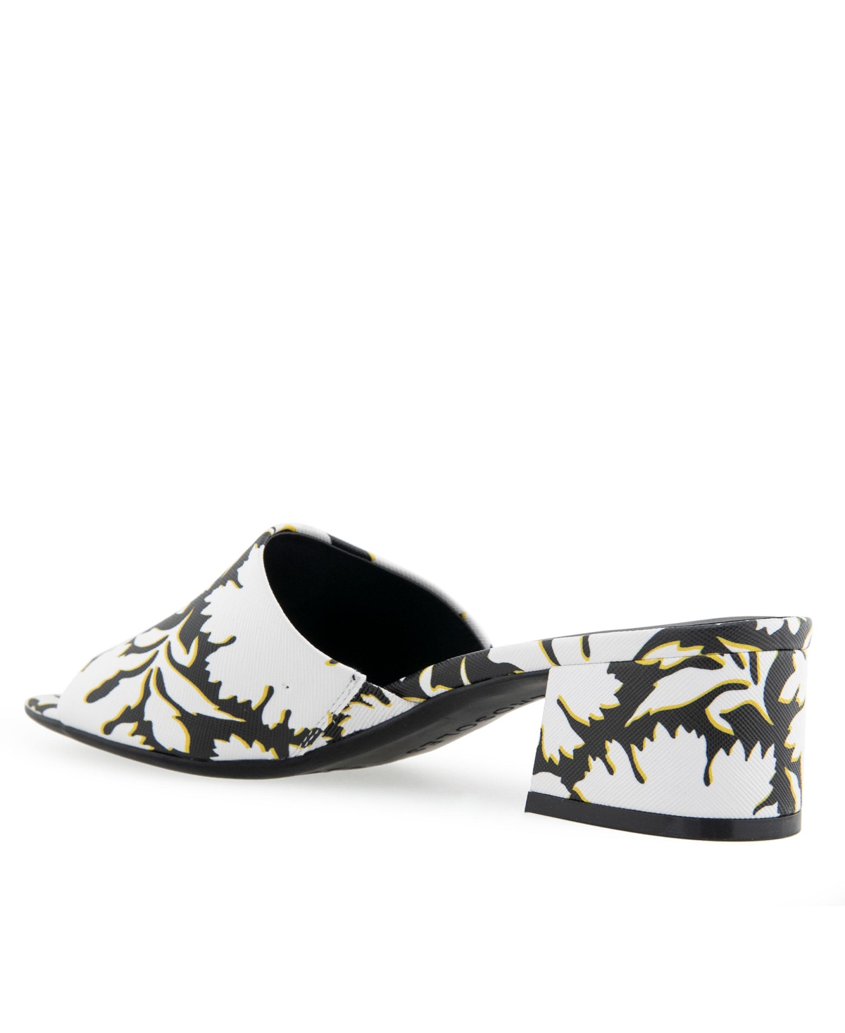 Shop Aerosoles Women's Como Round Toe Slide Sandals In Bright White,black Printed Floral Faux L