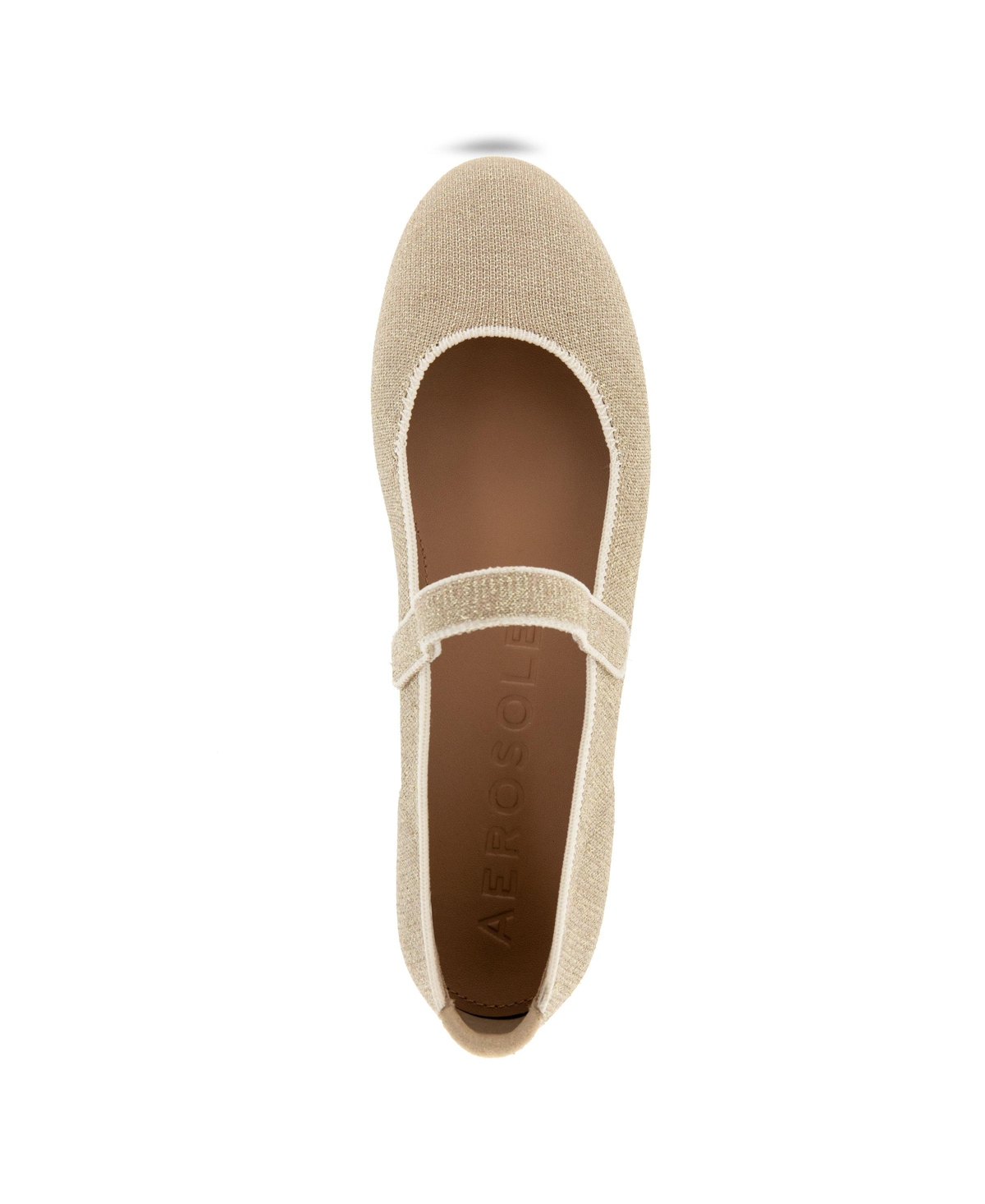 Shop Aerosoles Women's Perry Knit Round Toe Mary Jane Flats In Gold Metal Knit