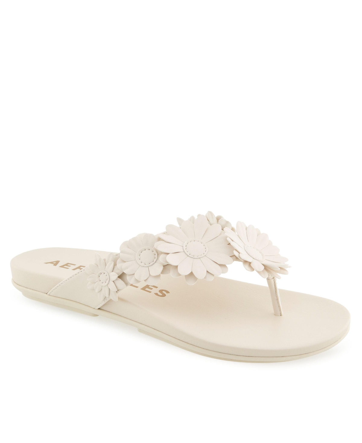 Women's Farrah Round Toe Thong Sandals - Eggnog Faux Leather