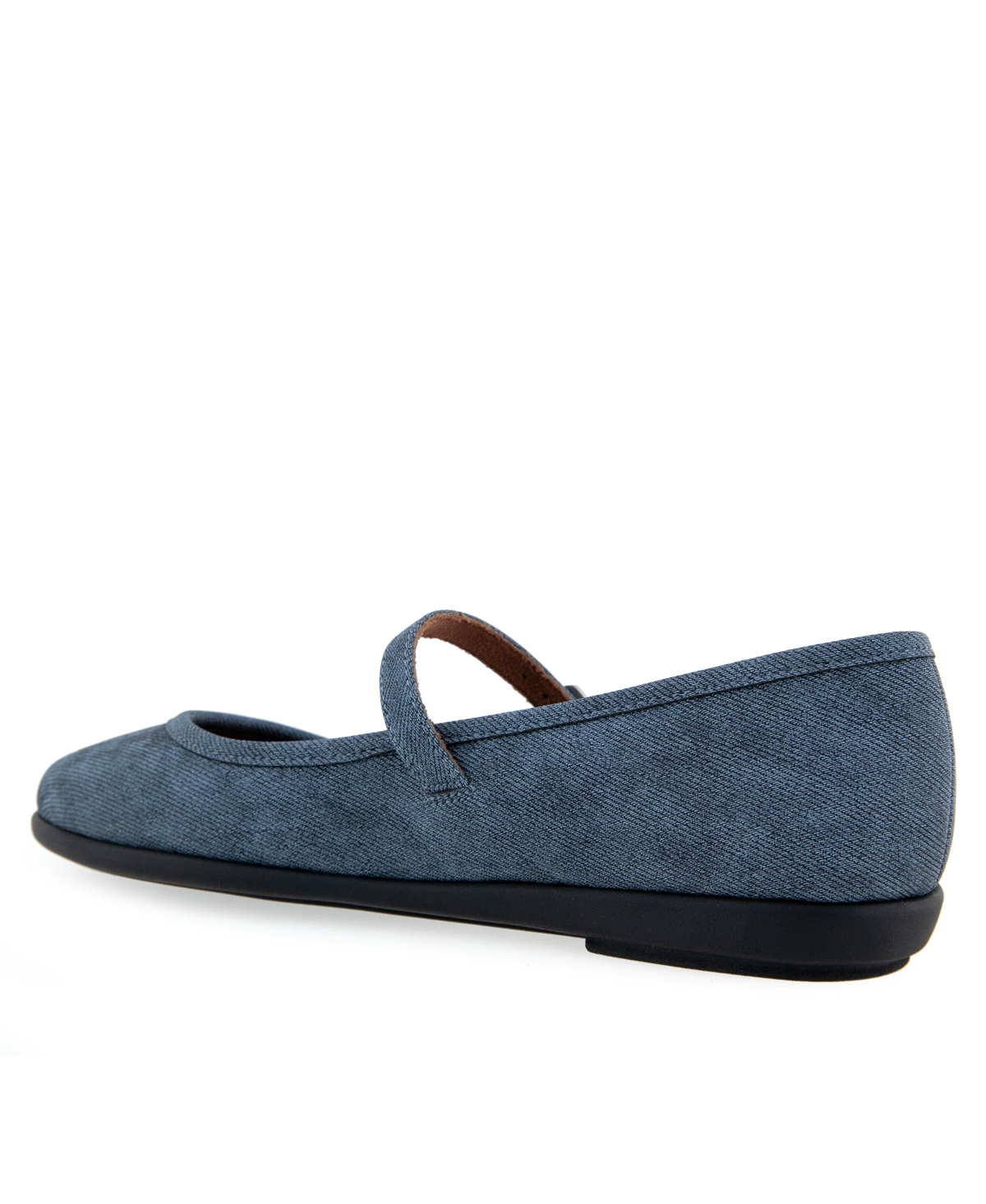 Shop Aerosoles Women's Baylee Round Toe Mary Jane Flats In Denim Faux Leather