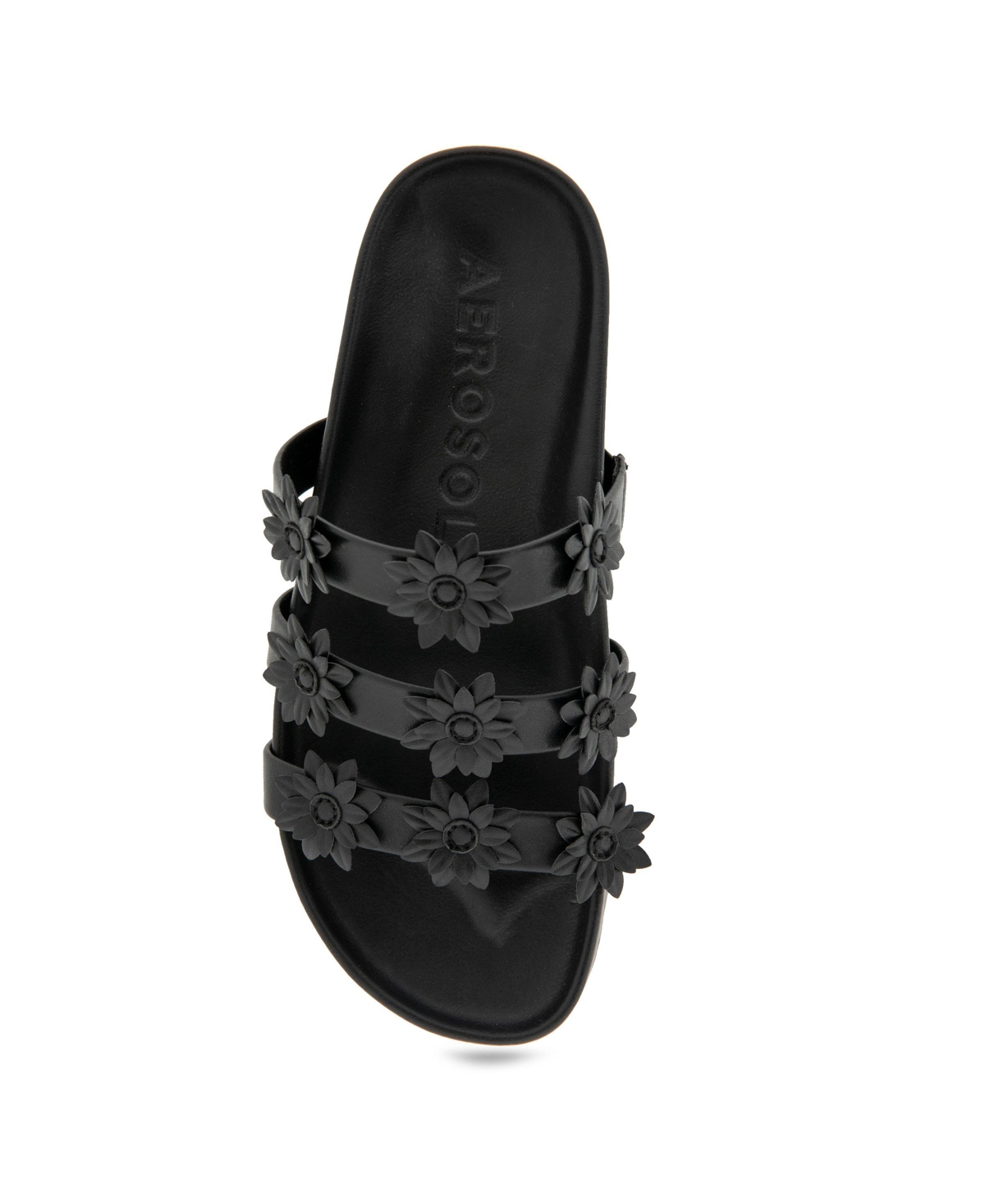 Shop Aerosoles Women's Leflor Round Toe Flatform Sandals In Black Faux Leather