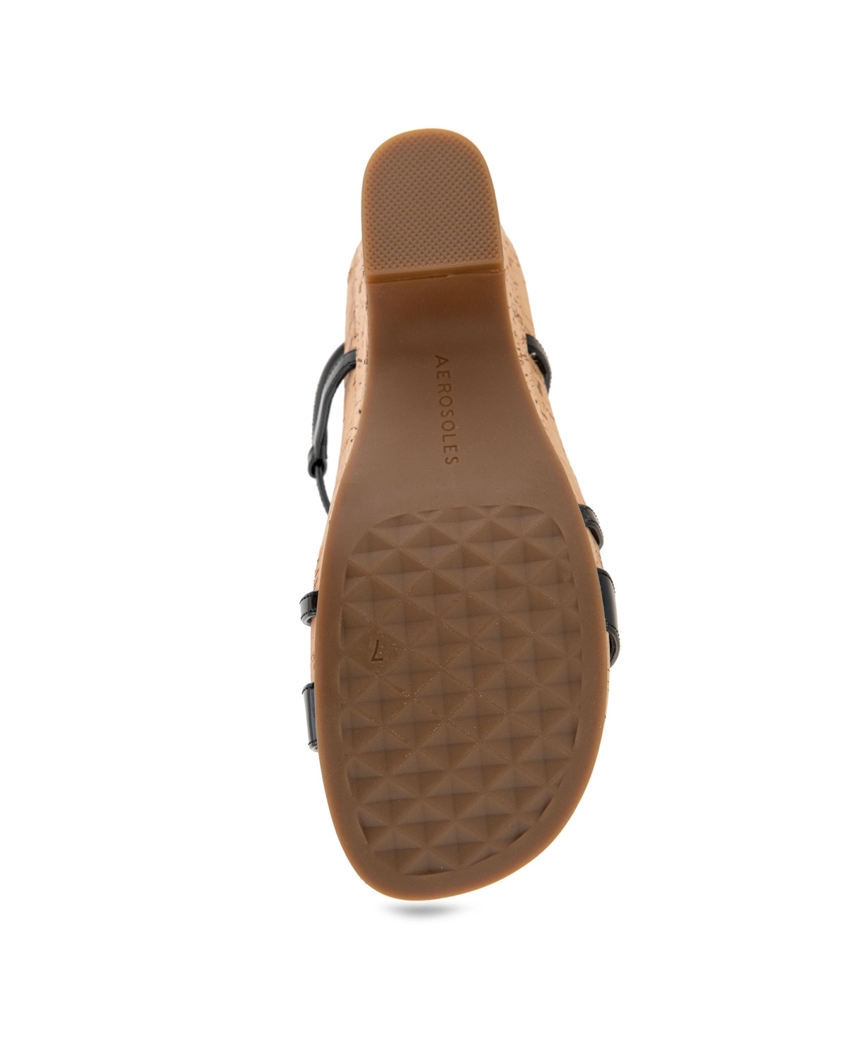 Shop Aerosoles Women's Miles Round Toe Wedge Sandals In Black Faux Leather,cork