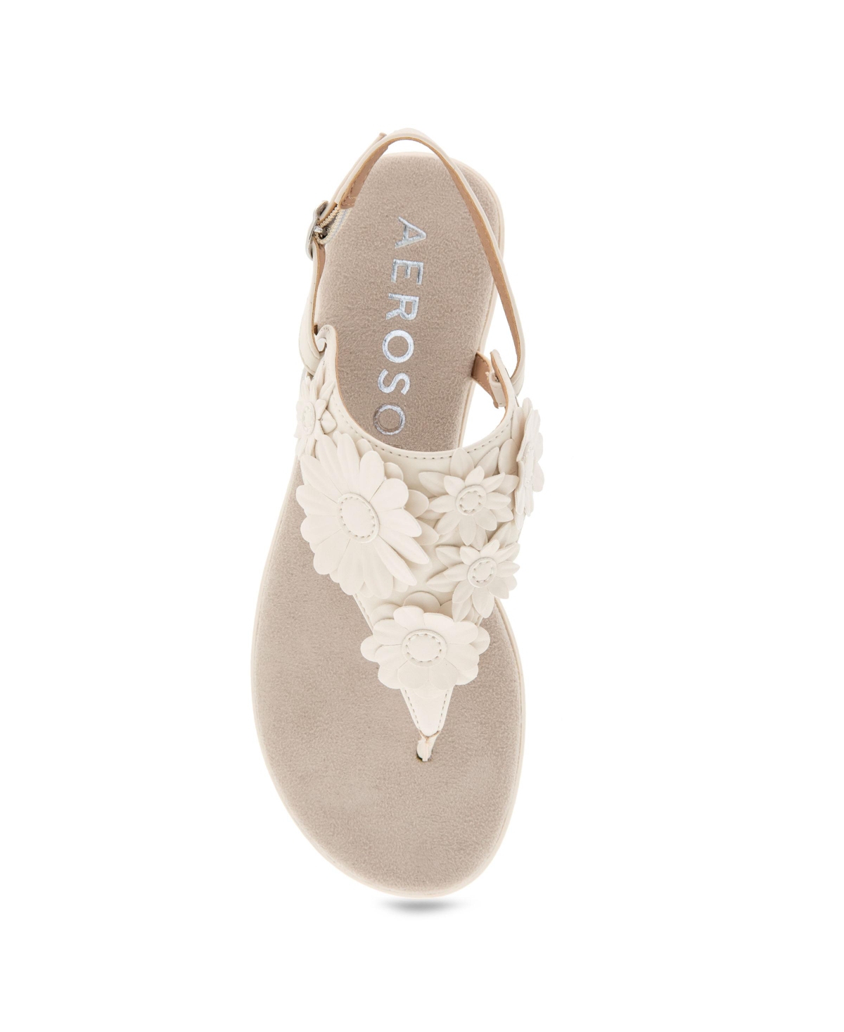 Shop Aerosoles Women's Connie Round Toe Flat Sandals In Eggnog Faux Leather
