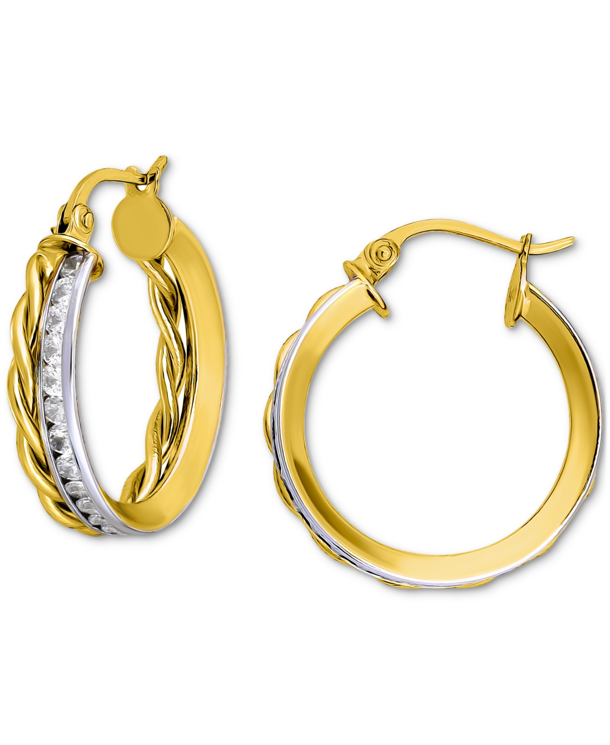 Giani Bernini Cubic Zirconia Channel-set Hoop Earrings (3-1/4 Ct. T.w.) In 18k Gold Over Sterling Silver In Two Tone