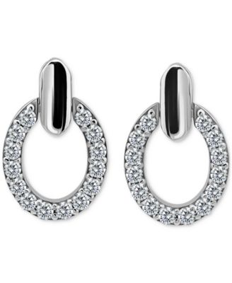 Cubic Zirconia Round Earrings (1-1/2 ct. t.w.) in 18k Gold over Sterling Silver (Also Available in Sterling Silver)