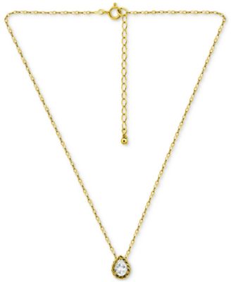Cubic Zirconia Solitaire Pendant Necklace (1 ct. t.w.) in 18k Gold over Sterling Silver, 16" + 2" extender