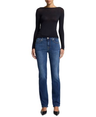 7 For All Mankind Women's Kimmie Straight-Leg Jeans - Mid Rise Stretch Twill