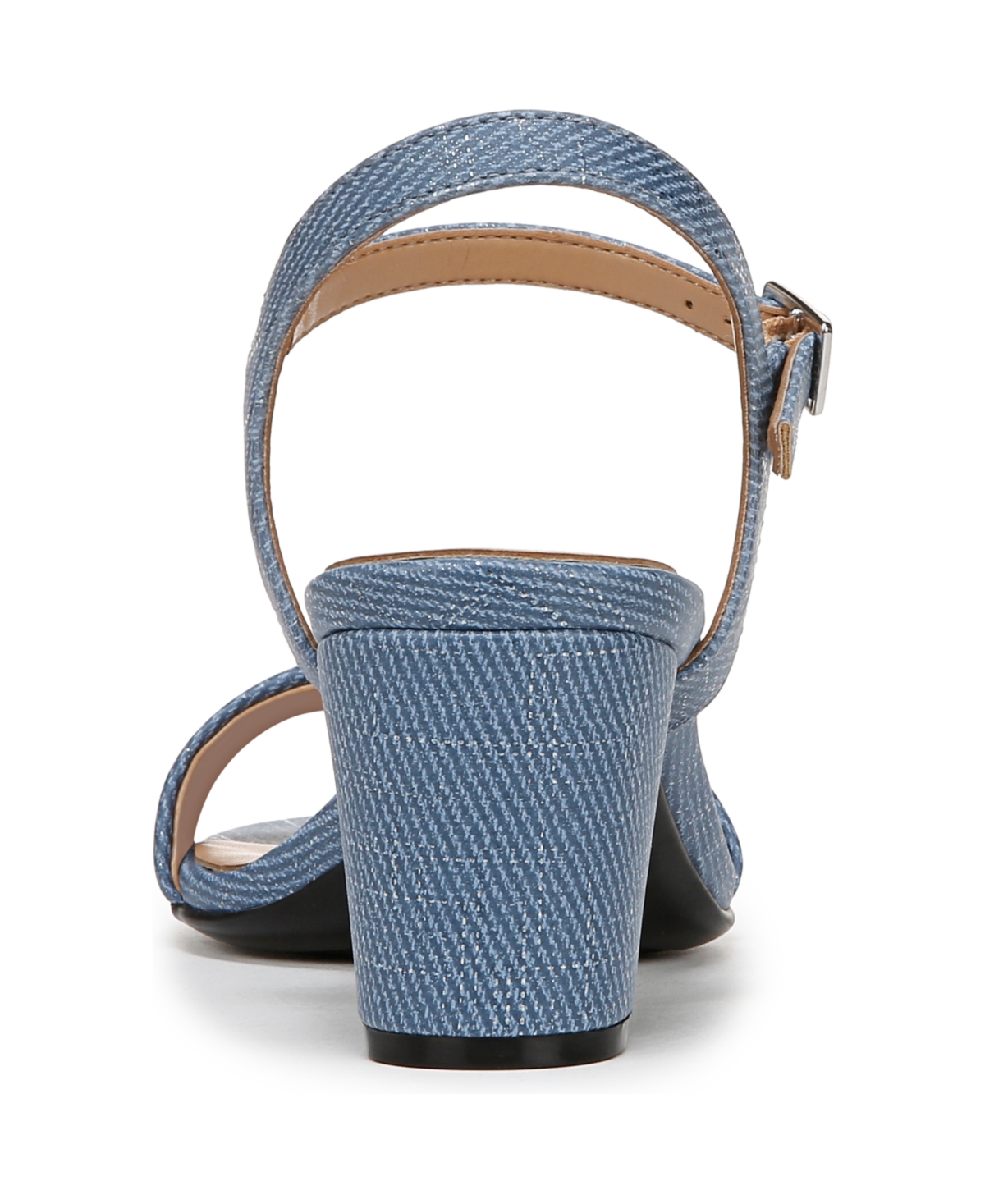 Shop Naturalizer Women's Bristol Block Heel Dress Sandals In Denim Blue Metallic Twill Faux Leather