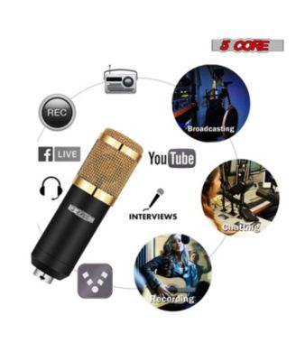 Recording Microphone Podcast Bundle • Professional Condenser Cardioid Mic Kit • w Boom Arm RM 8 BG