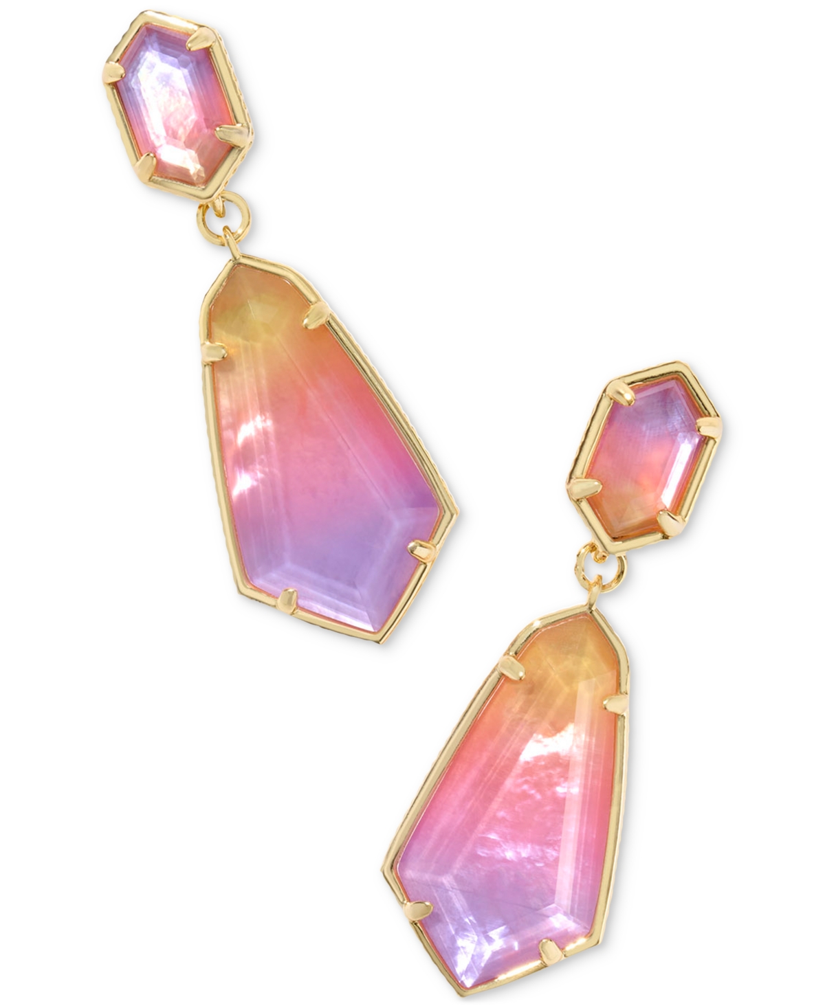 Kendra Scott 14k Gold-plated Hallie Convertible Drop Earrings In Gold Sunrise Watercolor Illusion