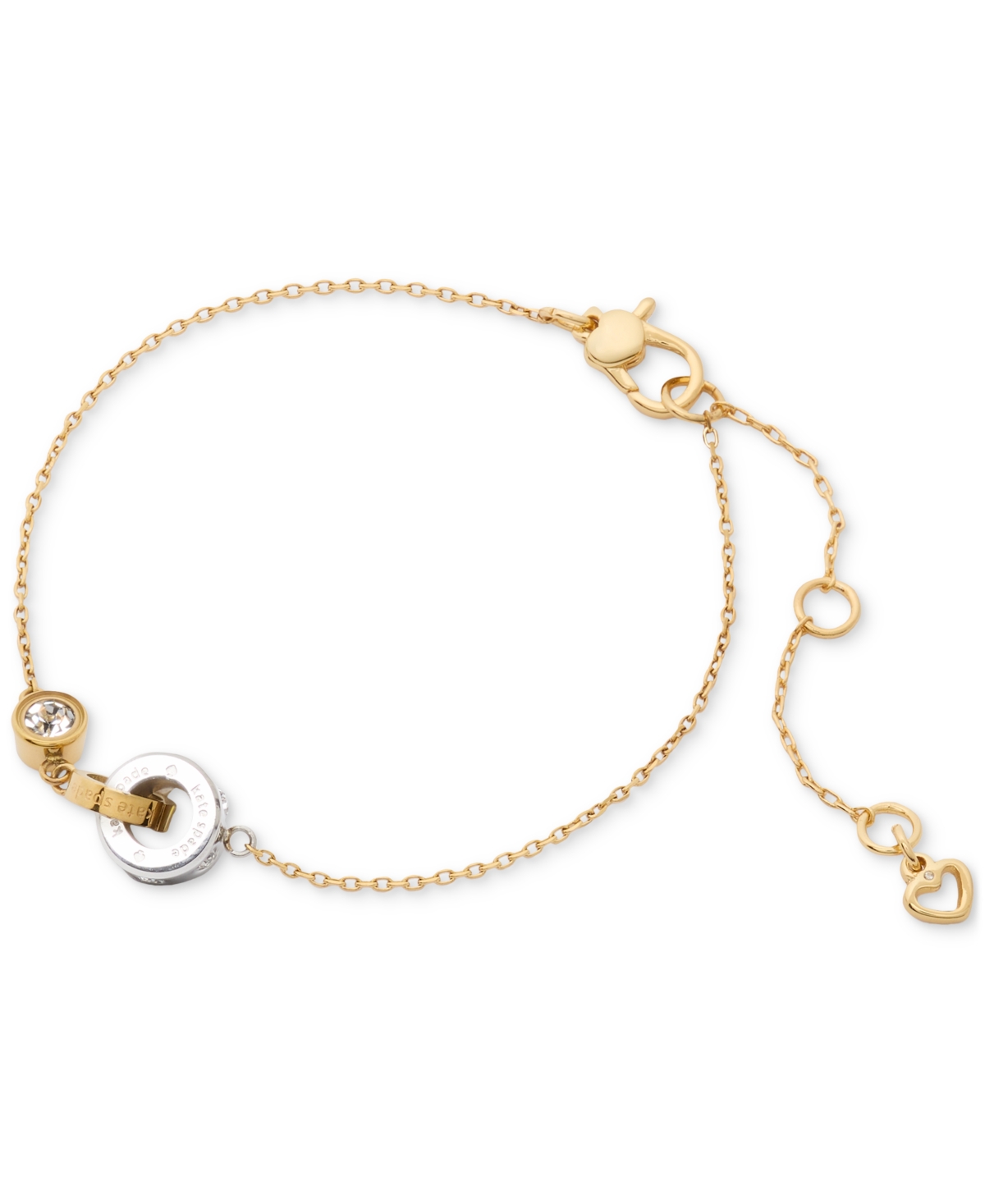 Two-Tone Crystal & Interlinking Ring Bracelet - Clear/two Tone