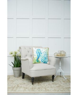Nautical Seahorse Embroidered Accent Throw Pillow, 18" x 18"