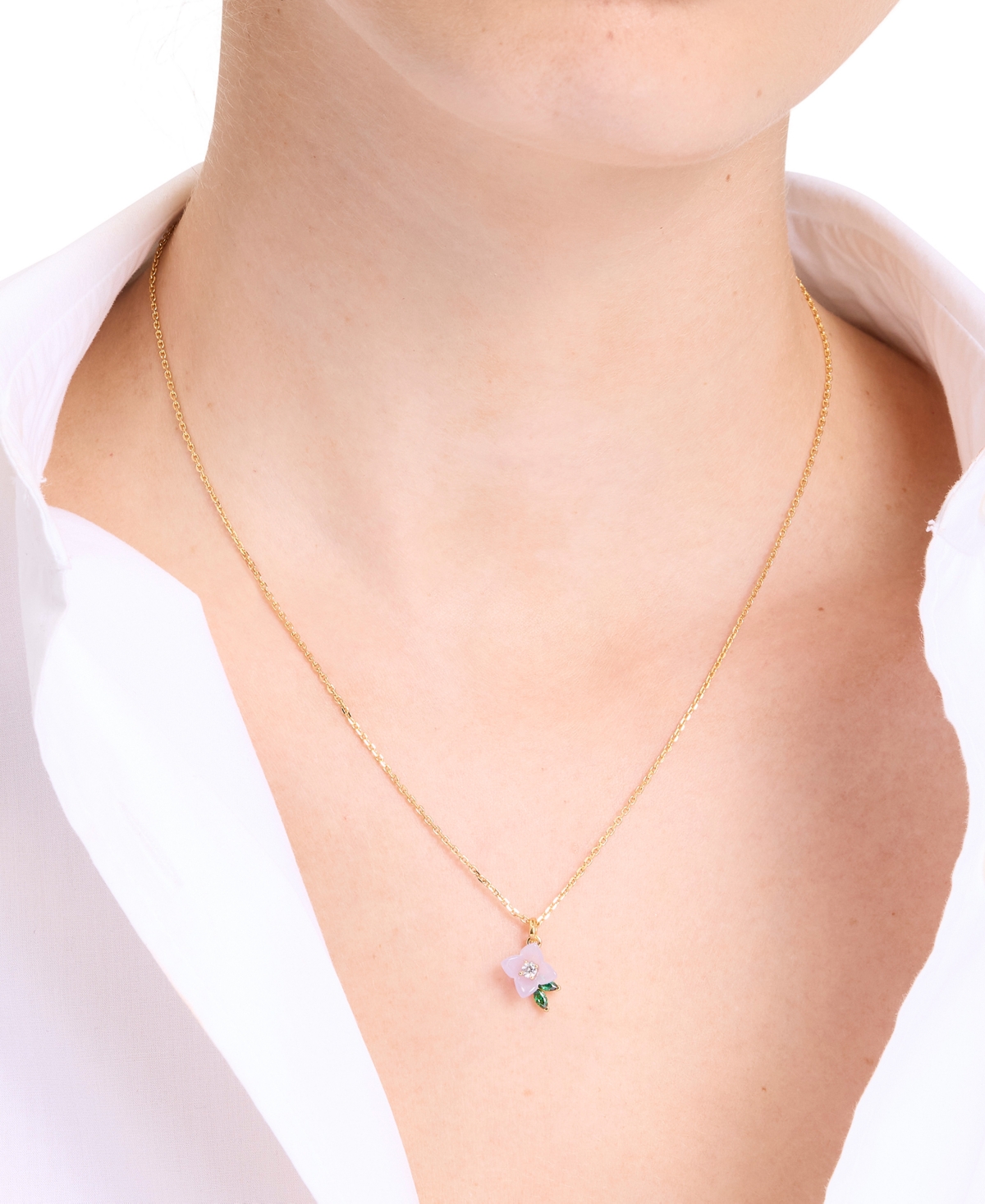 Shop Kate Spade Gold-tone Cubic Zirconia Flower Pendant Necklace, 16" + 3" Extender In Blue,multi