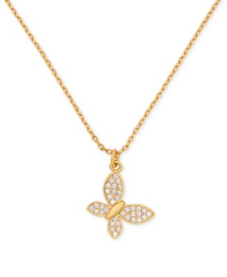 Lucky Charm Gold-Tone Pav&eacute; Crystal Butterfly Pendant Necklace, 16" + 3" extender