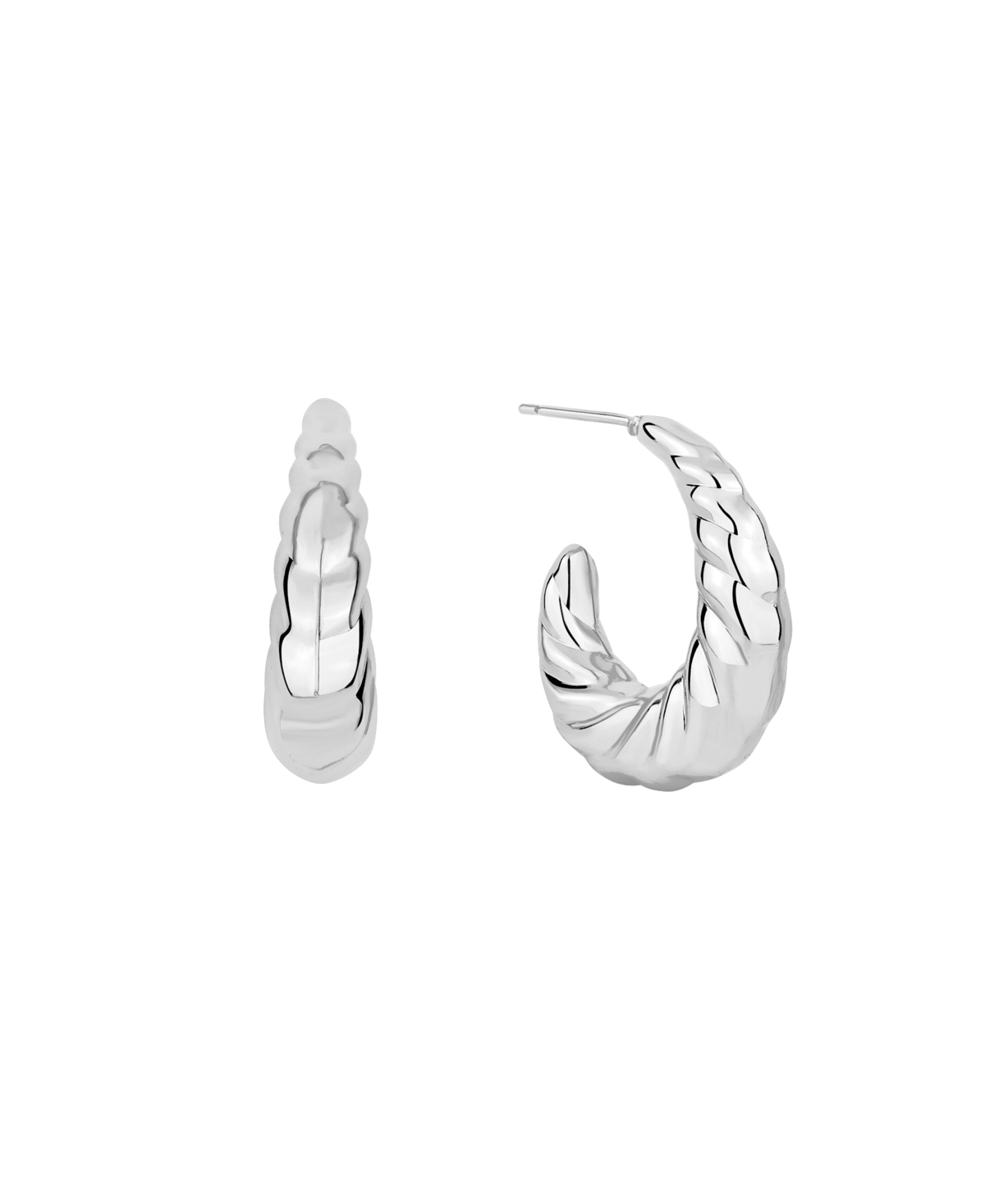 And Now This Silver And Gold Twisted Puff J Hoop Earrings In Silver