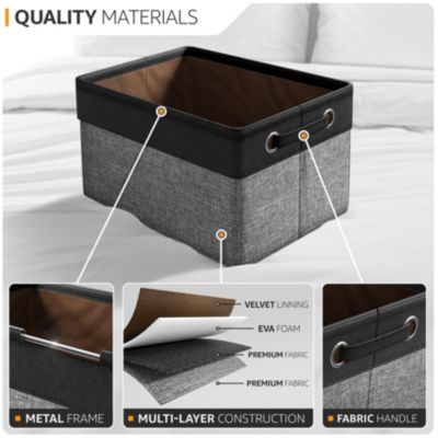 6 Pack 15 inch Collapsible Storage Bins with Handles - Perfect for Home Storage & Organization