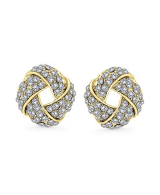 Fashion Twist Braided Crystal Love Knot Clip-On Earrings Non-Pierced Ears