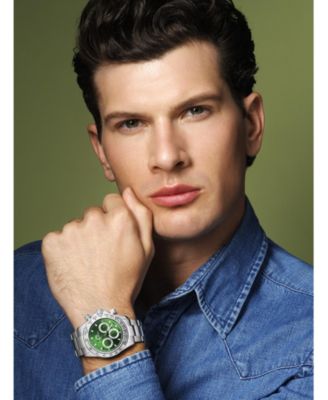 Preston Stainless Steel Silver Tone & Green Men's Watch 1035APRS