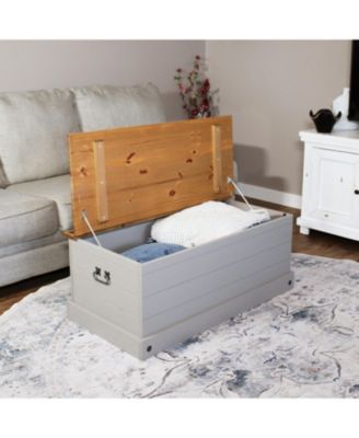 Indoor Trunk with Handles - Solid Pine Construction - Gray - 39.5" W