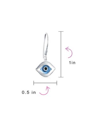 Turkish Blue Nazar Evil Eye Dangle Earrings Murano Glass & Sterling Silver Hooks