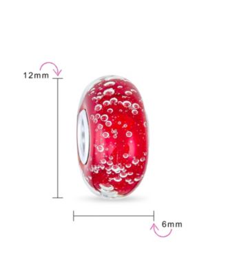 Murano Glass Charm Bead Sterling Silver Core Green Pink Blue Aqua Red Ocean Spacer
