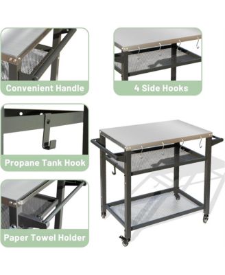 3-Shelf Outdoor Grill Table