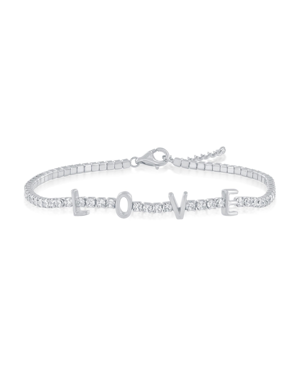 Sterling Silver, 'Love' Tennis, Cz Bracelet - Gold