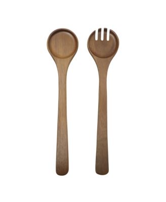 Laurelton 3 Piece Large 13" Acacia Wood Salad Serving Bowl Set w/ 2 Serving Tools