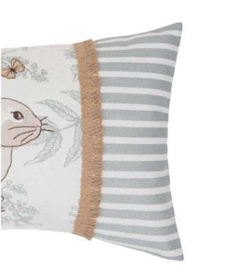 Easter Spring Garden Toile Bunnie Bunny Accent Lumbar Throw Pillow, 13" x 20"