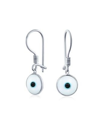 Spiritual Protection Nazar Evil Eye Dangle Earrings Sterling Silver Hooks