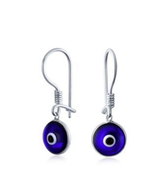 Spiritual Protection Nazar Evil Eye Dangle Earrings Sterling Hooks