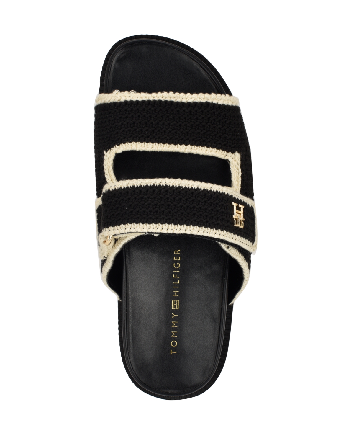 TOMMY HILFIGER WOMEN'S LANDYN CROCHET DOUBLE BAND FLAT SANDALS 