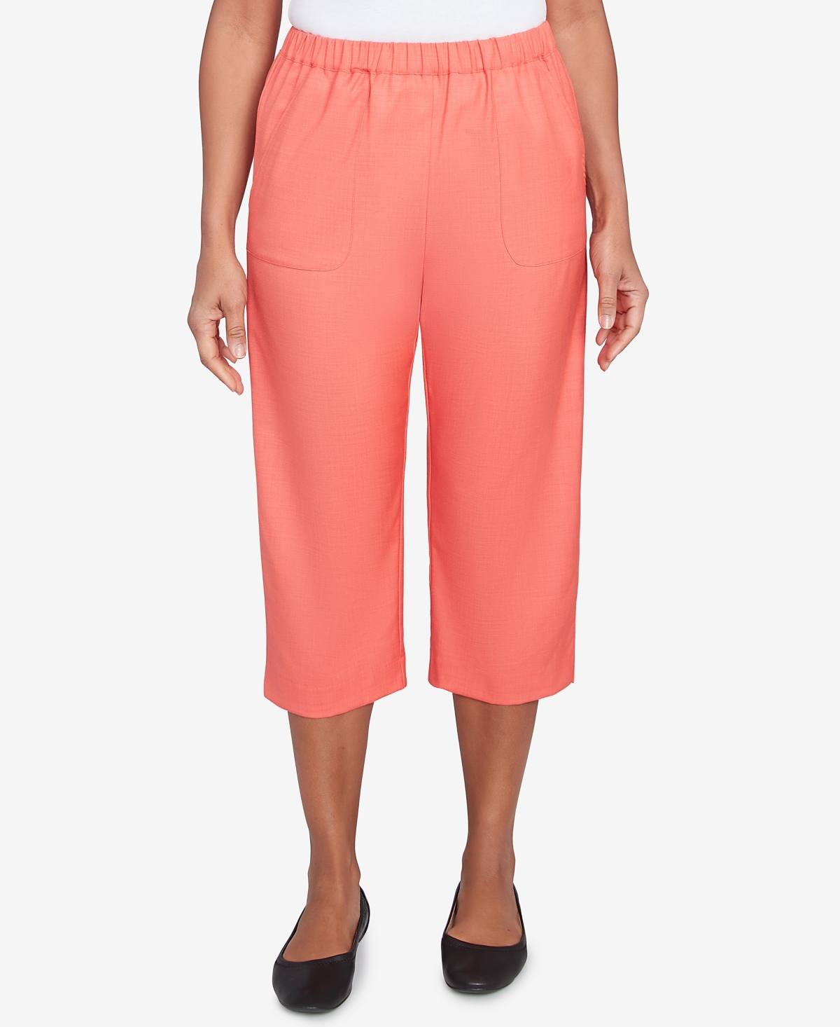 Alfred Dunner Women's Catalina Island Classic Balanced Side Pocket Short Length Pants In Tangerine
