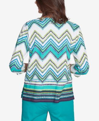 Women's Nantucket Pleated Neckline Chevron Top