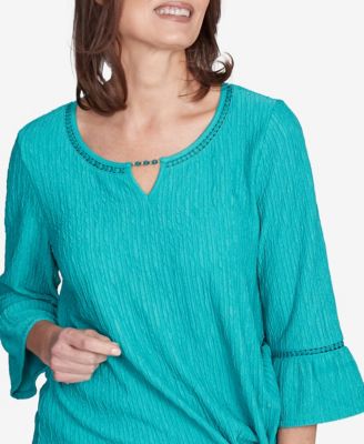 Women's Nantucket Solid Tie Front Bell Sleeve Top