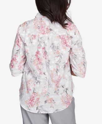 Women's Estate of Mind Collared Button Front Hydrangea Top