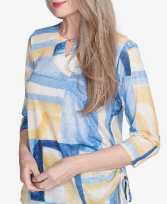 Women's Flower Power Watercolor Patchwork Geometric Top