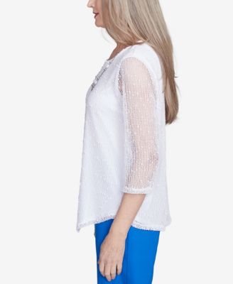 Women's Parrot Cay Popcorn Mesh Top with Necklace